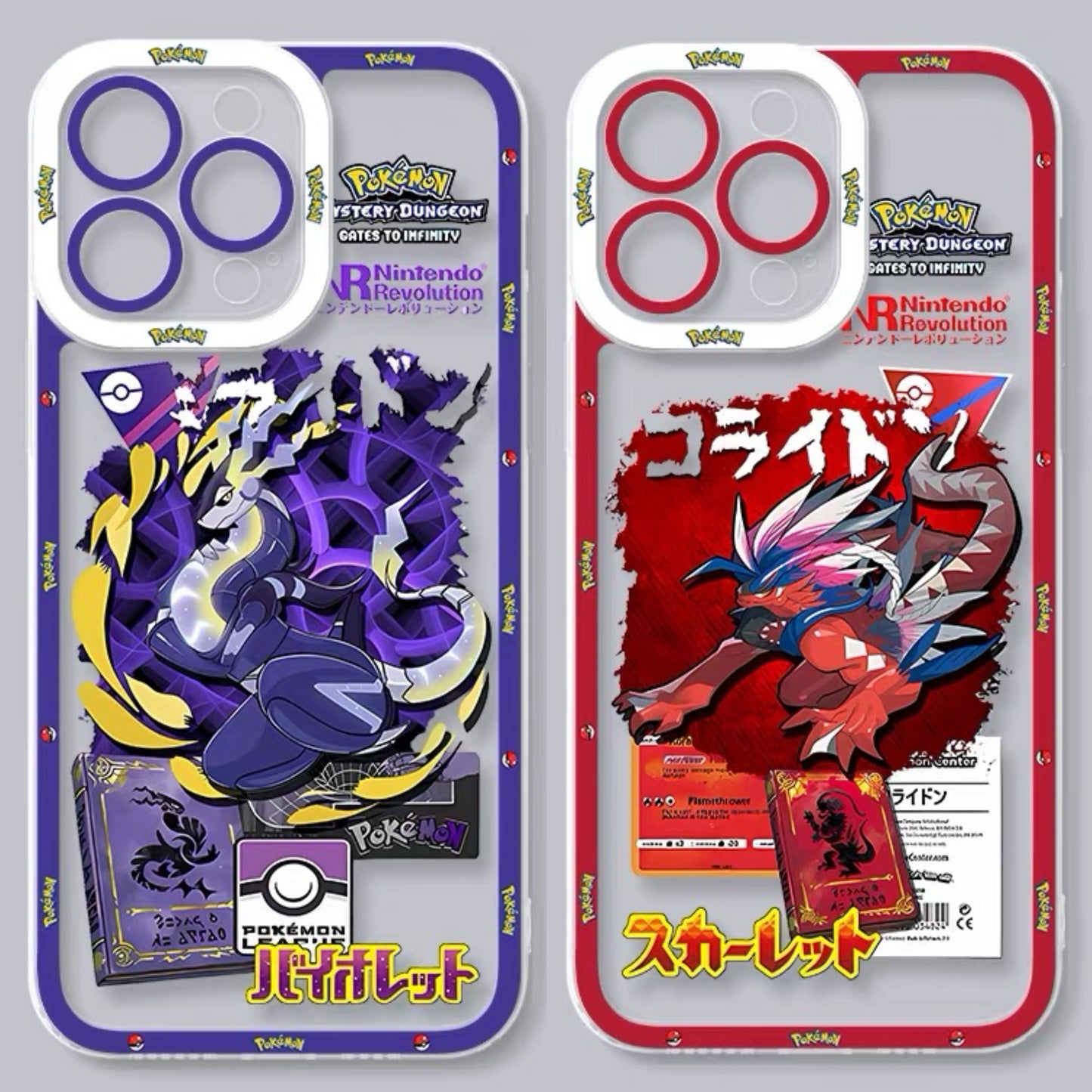 Japan Cartoon Pokemon Game Pixel Version | Miraidon Koraidon - iPhone Case PLUS SE2 XS XR X 11 12 13 14 15 16 16e 17 17e Pro Promax 12mini 13mini