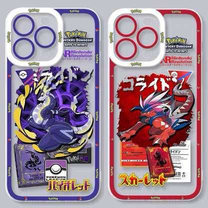 Japan Cartoon Pokemon Game Pixel Version | Miraidon Koraidon - iPhone Case PLUS SE2 XS XR X 11 12 13 14 15 16 16e 17 17e Pro Promax 12mini 13mini
