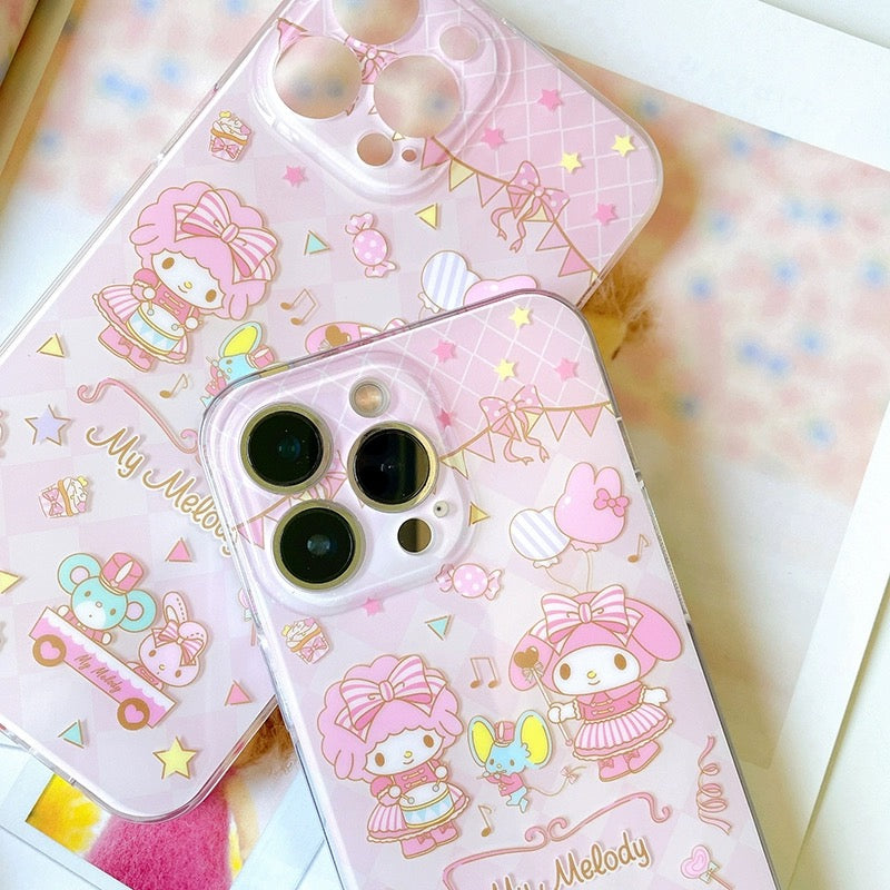 Japanese Cartoon My Melody Piano Orchestra iPhone Case 13 14 15 Pro Promax