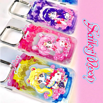 Japanese Cartoon Sanrio x Sailor Moon Laser Case | Hello Kitty My Melody Kuromi Cinnamoroll 5 Styles - Phone Case Samsung Galaxy S26 S25 S24 S23 S22 S21 FE Ultra Edge