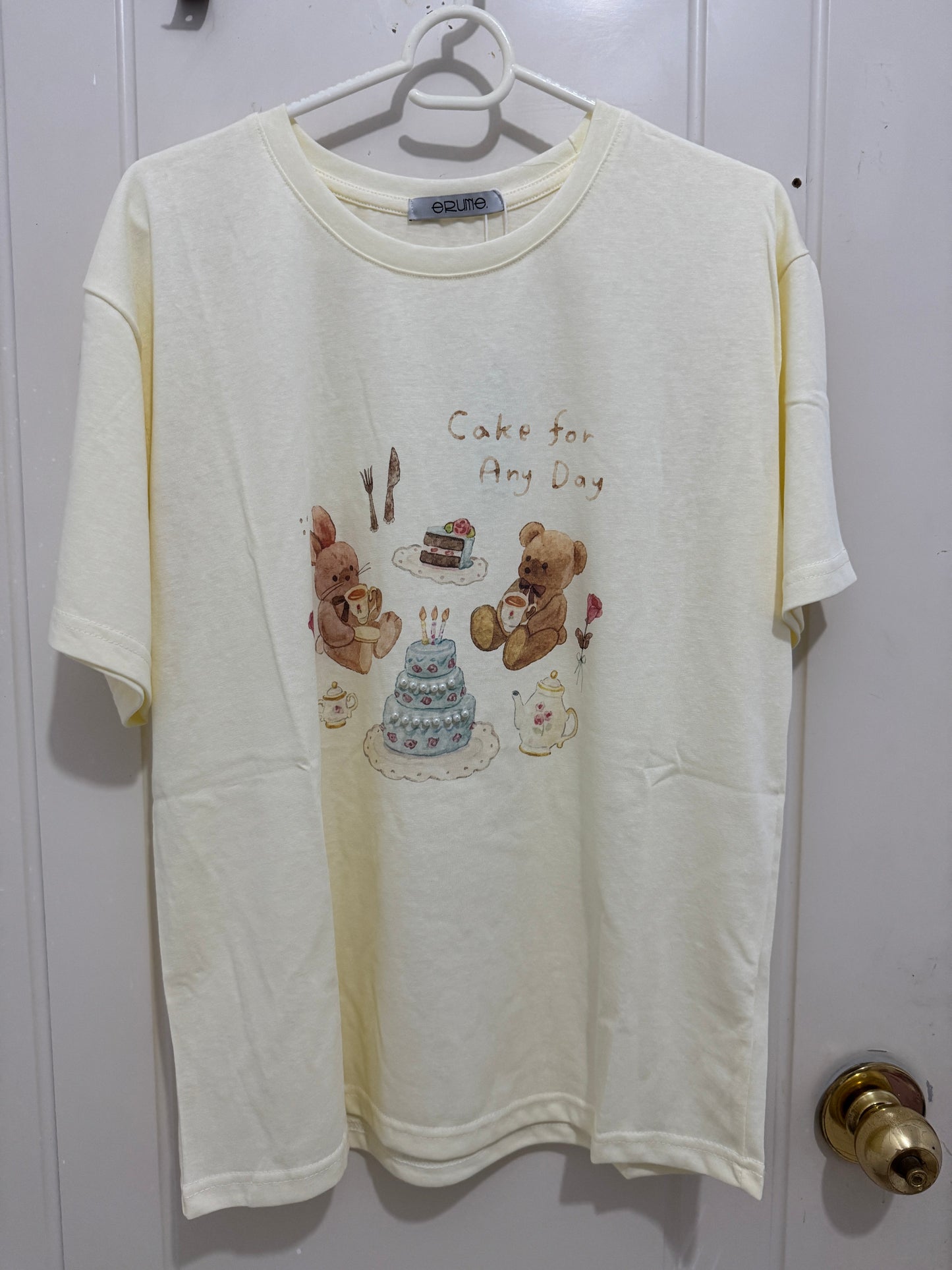 Japanese Fashion Cute Animal Style Shirt Series | Teddy Bear & Rabbit with Cake - Kawaii Fashion Items