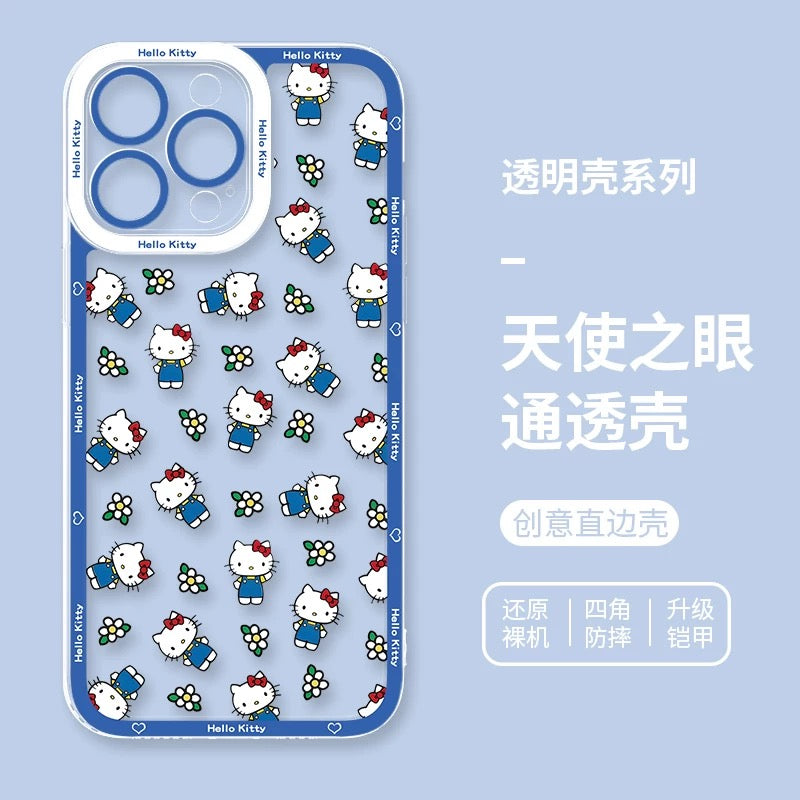 Japanese Cartoon Hello Kitty | Vintage Kitty Blue Version - iPhone Case PLUS SE2 XS XR X 11 12 13 14 15 16 16e 17 17e Pro Promax 12mini 13mini