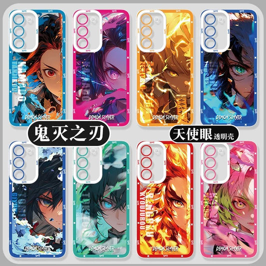 Japanese Anime Kimetsu no Yaiba Demon Slayer Half Battle Soul Style | Tanjiro Nezuko Zenitsu Inosuke Giyuu Muichiro Rengoku Mitsuri - Phone Case Samsung Galaxy S26 S25 S24 S23 S22 S21 FE Ultra Edge