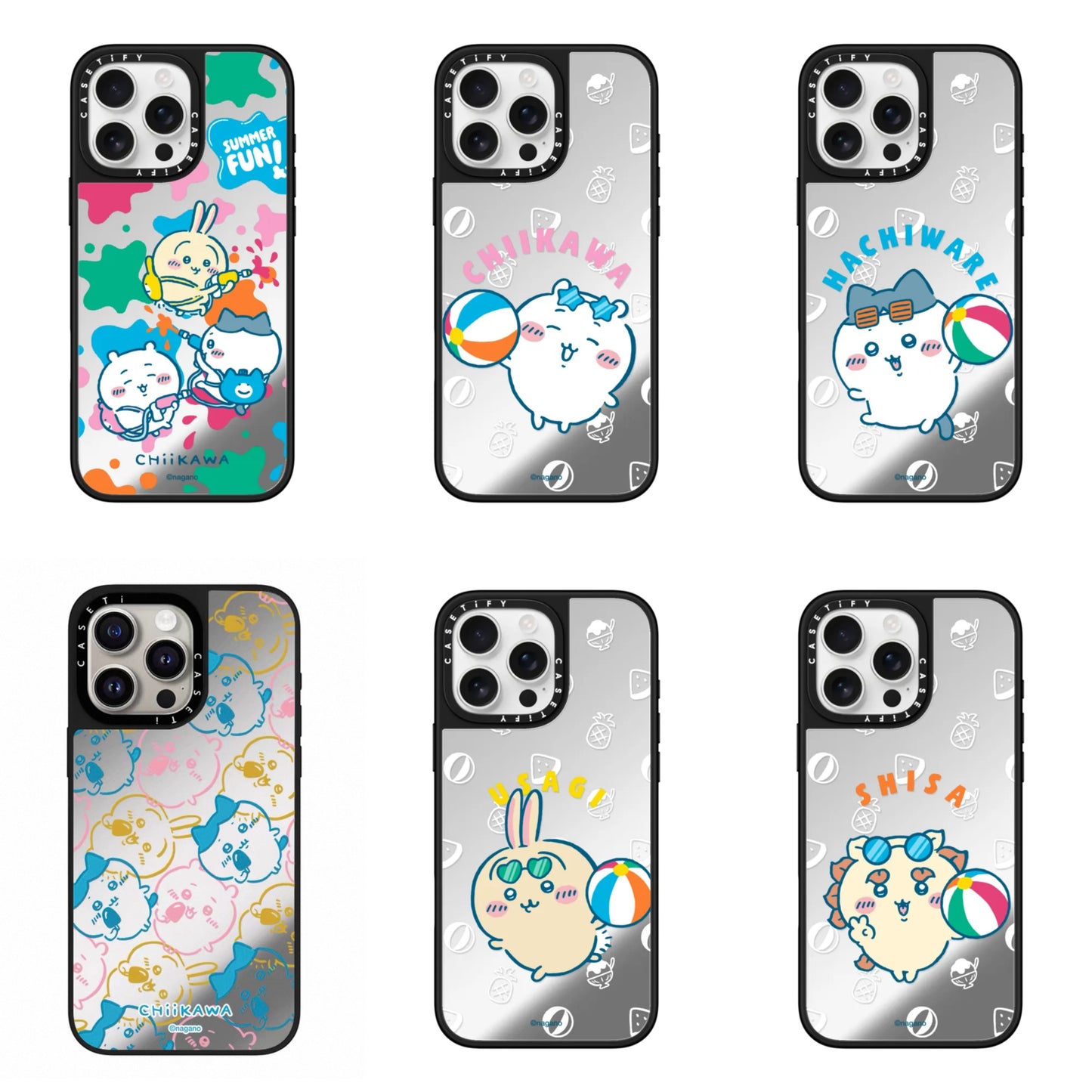 Japanese Cartoon ChiiKawa Mirror Phone Case | ChiiKawa Hachiware Usagi Summer Time Party Part2 6 Styles - iPhone Case 12 13 14 15 16 17 Pro Promax