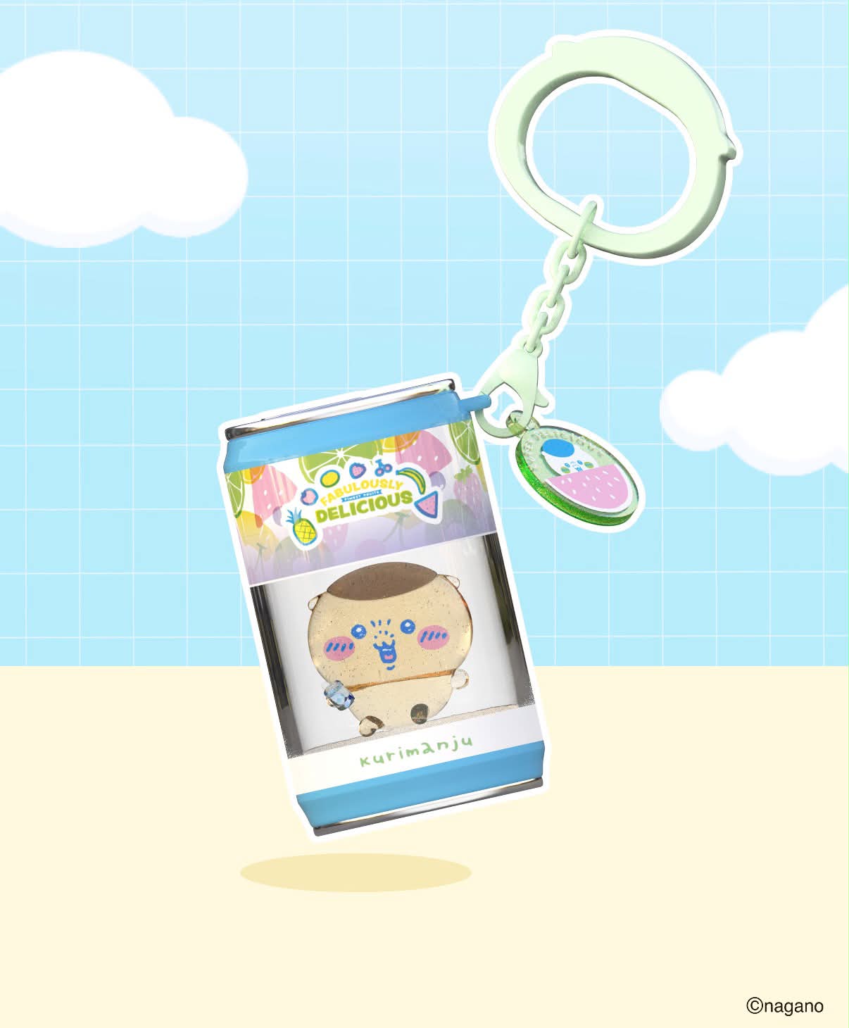 [Pre-Order] ChiiKawa X Miniso Fruit Market Series Fruit Market Soft Drink Can Keychain Blind Box | ChiiKawa Hachiware Usagi Momonga Kurimanju Rakko Shisa Crab Soft Drink Can Keychain Blind Box - Kawaii Items Room Decoration Mystery Box