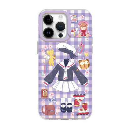 CardCaptorSakura Outfits Case | Combat Suit Uniform Blue Dress - iPhone Case 7 8 PLUS SE2 XS XR X 11 12 13 14 15 16 Pro Promax 12mini 13mini KawaiiGiftLand
