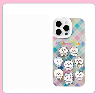 Japanese Cartoon ChiiKawa Baby Laser Case | Colourful Plaid & Star 2 Styles - iPhone Case 11 12 13 14 15 16 16e 17 17e Pro Promax