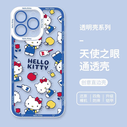 Japanese Cartoon Hello Kitty | Vintage Kitty Blue Version - iPhone Case PLUS SE2 XS XR X 11 12 13 14 15 16 16e 17 17e Pro Promax 12mini 13mini