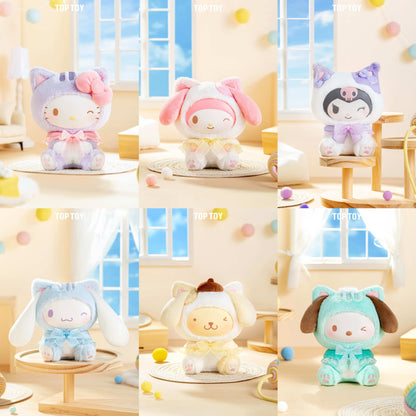TopToy Sanrio Characters Play with Kittens | Hello Kitty My Melody Kuromi Cinnamoroll Pompompurin Pochacco Pastel Cat - Collectable Toys Mystery Blind Box