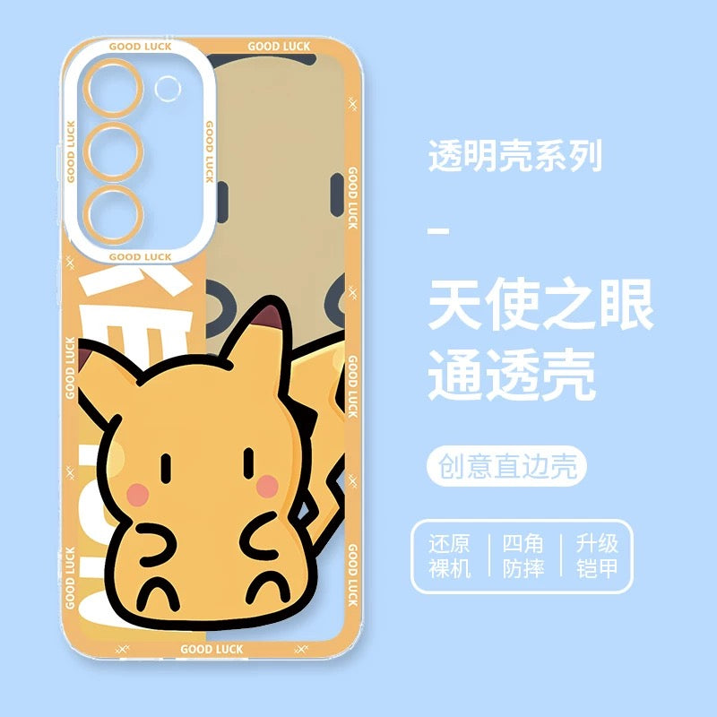 Japan Cartoon Pokemon Fatty Cute Drawing | Pikachu Gengar Squirtle Psyduck Bulbasaur Charmander Eevee Gible - Phone Case Samsung Galaxy S26 S25 S24 S23 S22 S21 FE Ultra