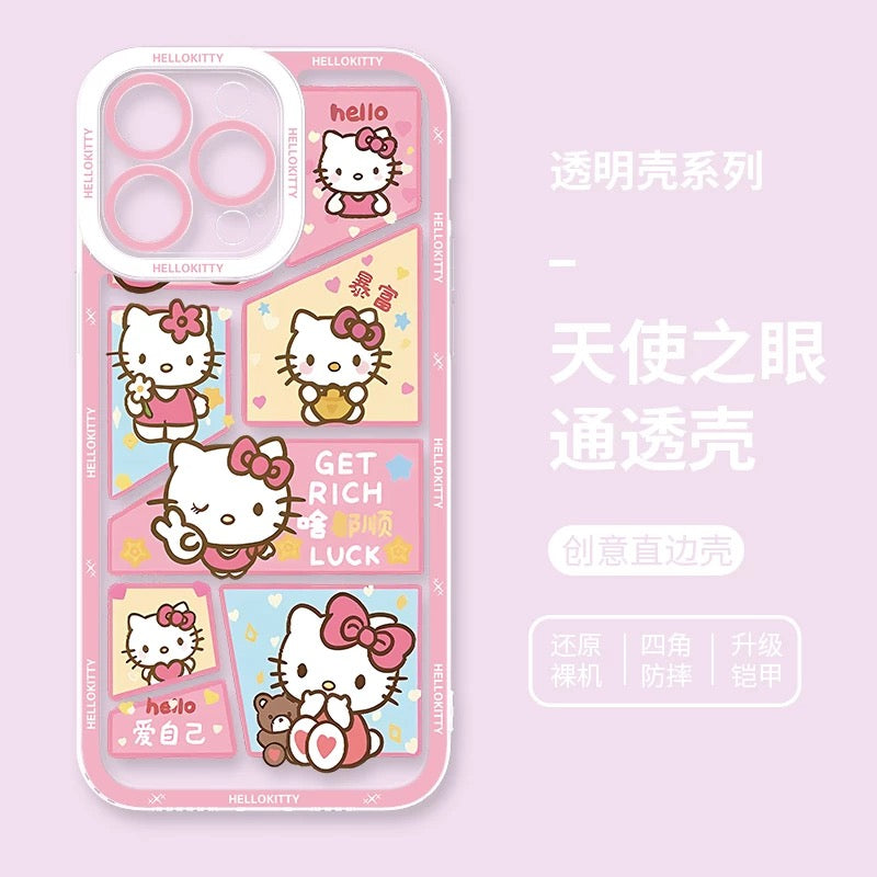 Japanese Cartoon Hello Kitty | Vintage Kitty Pink Version - iPhone Case PLUS SE2 XS XR X 11 12 13 14 15 16 16e 17 17e Pro Promax 12mini 13mini