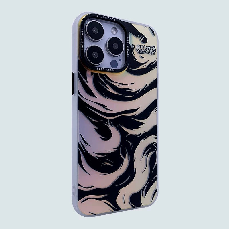 Japanese Anime Naruto Ninja | Laser Kurama Nine Tails Icon - iPhone Case 7 8 PLUS XS XR X 11 12 13 14 15 16 Pro Promax SE3 SE2 KawaiiGiftLand