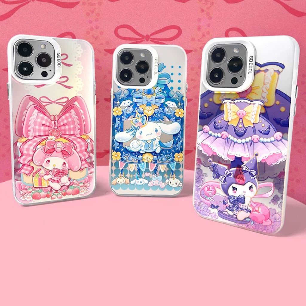 Japanese Cartoon Sanrio Ribbon Lolita | My Melody Kuromi Cinnamoroll Laser - iPhone Case 11 12 13 14 15 16 Pro Promax