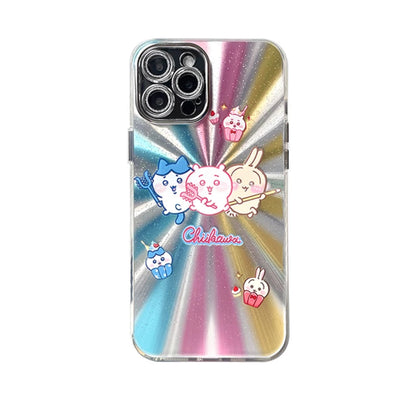 Japanese Cartoon ChiiKawa | Sushi Car & Fighting Chiikawa Hachiware Usagi Rainnbow Light Laser - iPhone Case 11 12 13 14 15 16 Pro Promax