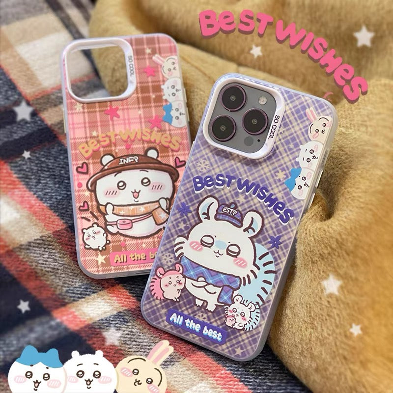 Japanese Cartoon ChiiKawa Best Wishes Winter Laser Case | ChiiKawa Hachiware Usagi Momonga - iPhone Case 11 12 13 14 15 16 16e 17 17e Pro Promax