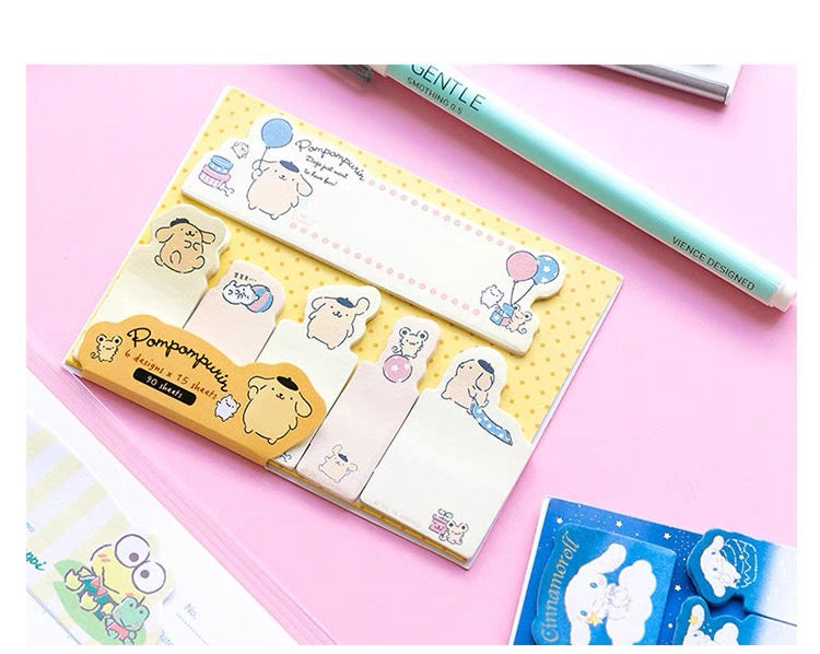 Sanrio Japan Cute Cartoon Memo Stickers | Little Twin Stars My Melody Kuromi Cinnamoroll Pompompurin Pochacco KeroKeroKeroppi Gudetama - 90Sheets