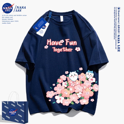 Japanese Cartoon ChiiKawa Casual Style T-Shirt Series | Chiikawa Hachiware Have Fun with Flower 2 - Kawaii Fashion Items