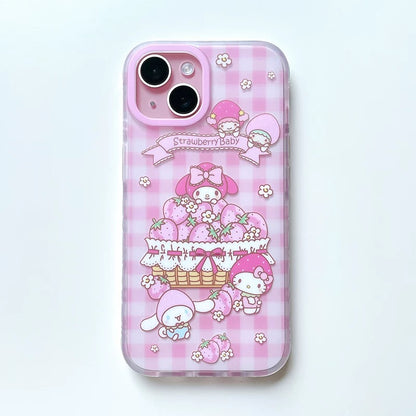 Japanese Cartoon Sanrio Strawberry Baby Hello Kitty My Melody Cinnamoroll - iPhone Case 13 14 15 Pro Promax