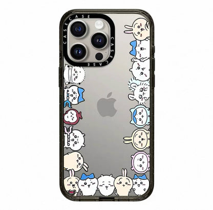 Japanese Cartoon ChiiKawa Transparent Black Frame & Mirror Phone Case | Cafe & Group 8 Styles ChiiKawa Hachiware Usagi - iPhone Case 12 13 14 15 16 17 Pro Promax