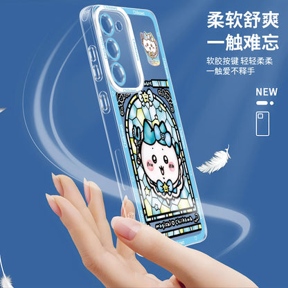 Japanese Cartoon Phone Case Magical Girl with Glass Window Clean Version | Chiikawa Hachiware Usagi Momonga Kurimanju Rakko Shisa Furuhonya - Phone Case Samsung Galaxy S26 S25 S24 S23 S22 S21 FE Ultra Edge