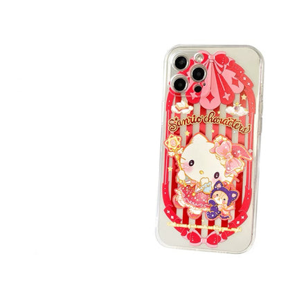 Japanese Cartoon Sanrio Magic School | Hello Kitty Witch Laser Colour Clear - iPhone Case 11 12 13 14 15 16 Pro Promax