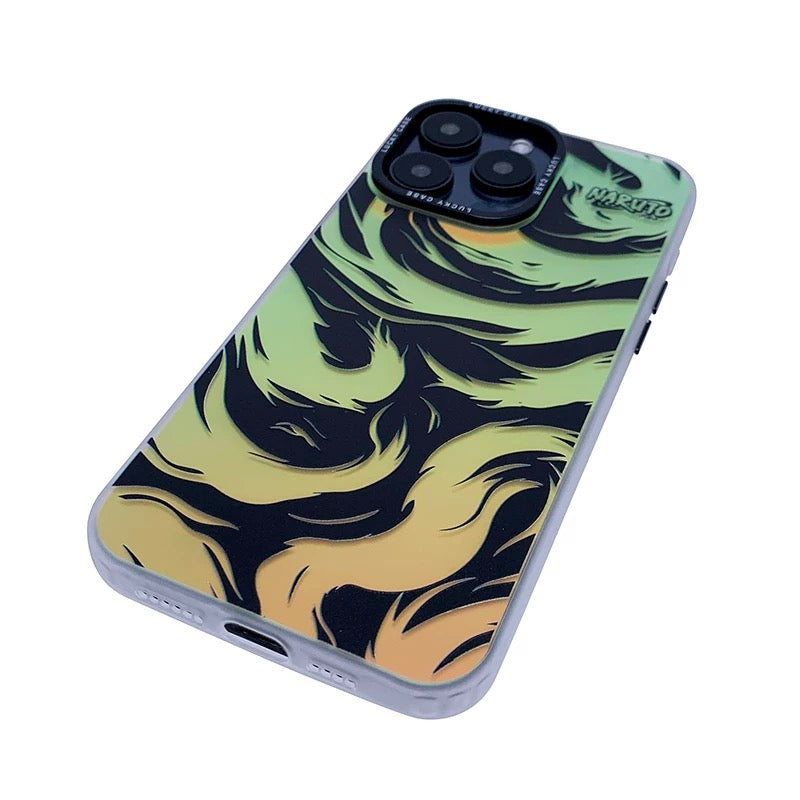 Japanese Anime Naruto Ninja | Laser Kurama Nine Tails Icon - iPhone Case 7 8 PLUS XS XR X 11 12 13 14 15 16 Pro Promax SE3 SE2 KawaiiGiftLand