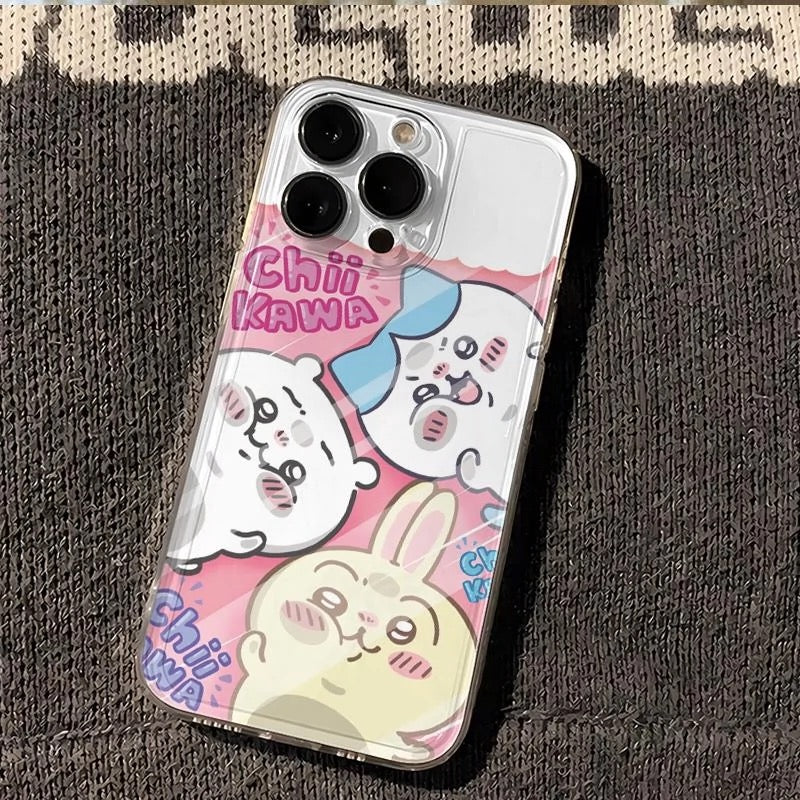 Cute Cartoon ChiiKawa | Sticke on Screen Chiikawa Hachiware Usagi - iPhone Case XR XS X 11 12 13 14 15 Pro Plus Promax