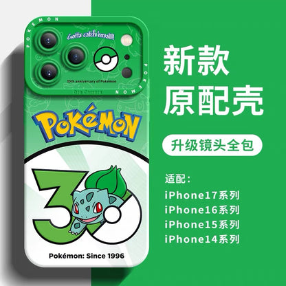Japanese Cartoon Pokemon Silicone Case Pokemon 30 Anniversary Version Part1 | Bulbasaur Charmander Squirtle Pikachu Psyduck Ditto Slowpoke Gastly 8 Styles - iPhone Case PLUS SE2 XS XR X 11 12 13 14 15 16 16e 17 17e Pro Promax 12mini 13mini