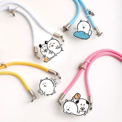 Japanese Cartoon Phone Back Clip with Phone Lanyard | Chiikawa Pink & Mint Green - for All Smart Phones (副本 2)