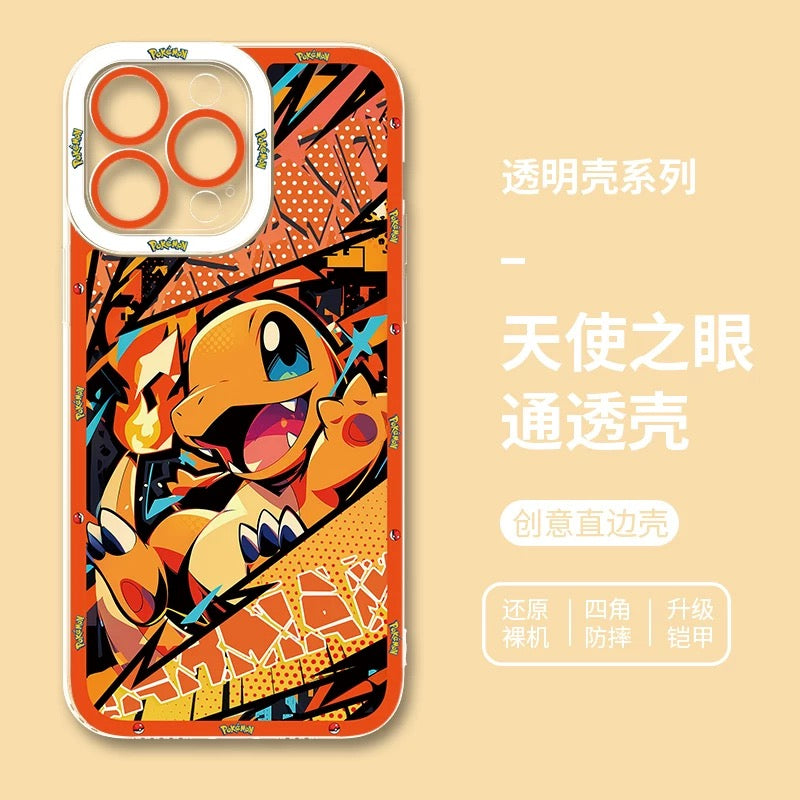 Japan Cartoon Pokemon Postal Street Style | Pikachu Gengar Squirtle Psyduck Mimikyu Bulbasaur Charmander Eevee - iPhone Case PLUS SE2 XS XR X 11 12 13 14 15 16 16e 17 17e Pro Promax 12mini 13mini