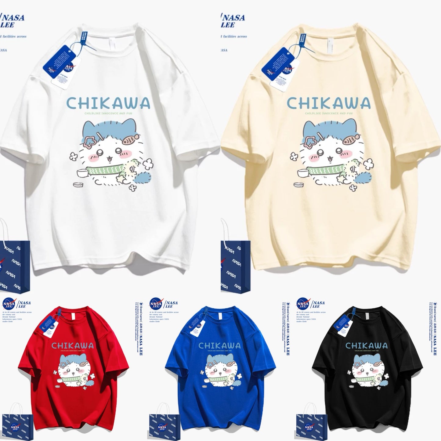 Japanese Cartoon ChiiKawa Casual Style T-Shirt Series | Make up Hachiware - Kawaii Fashion Items