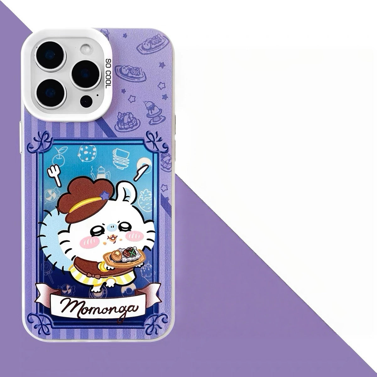 Japanese Cartoon ChiiKawa Cafe Cake Chef Laser Case | Chiikawa Hachiware Usagi Momonga Kurimanju Rakko 6 Styles - iPhone Case 11 12 13 14 15 16 16e 17 17e Pro Promax