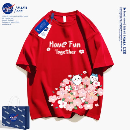 Japanese Cartoon ChiiKawa Casual Style T-Shirt Series | Chiikawa Hachiware Have Fun with Flower 2 - Kawaii Fashion Items