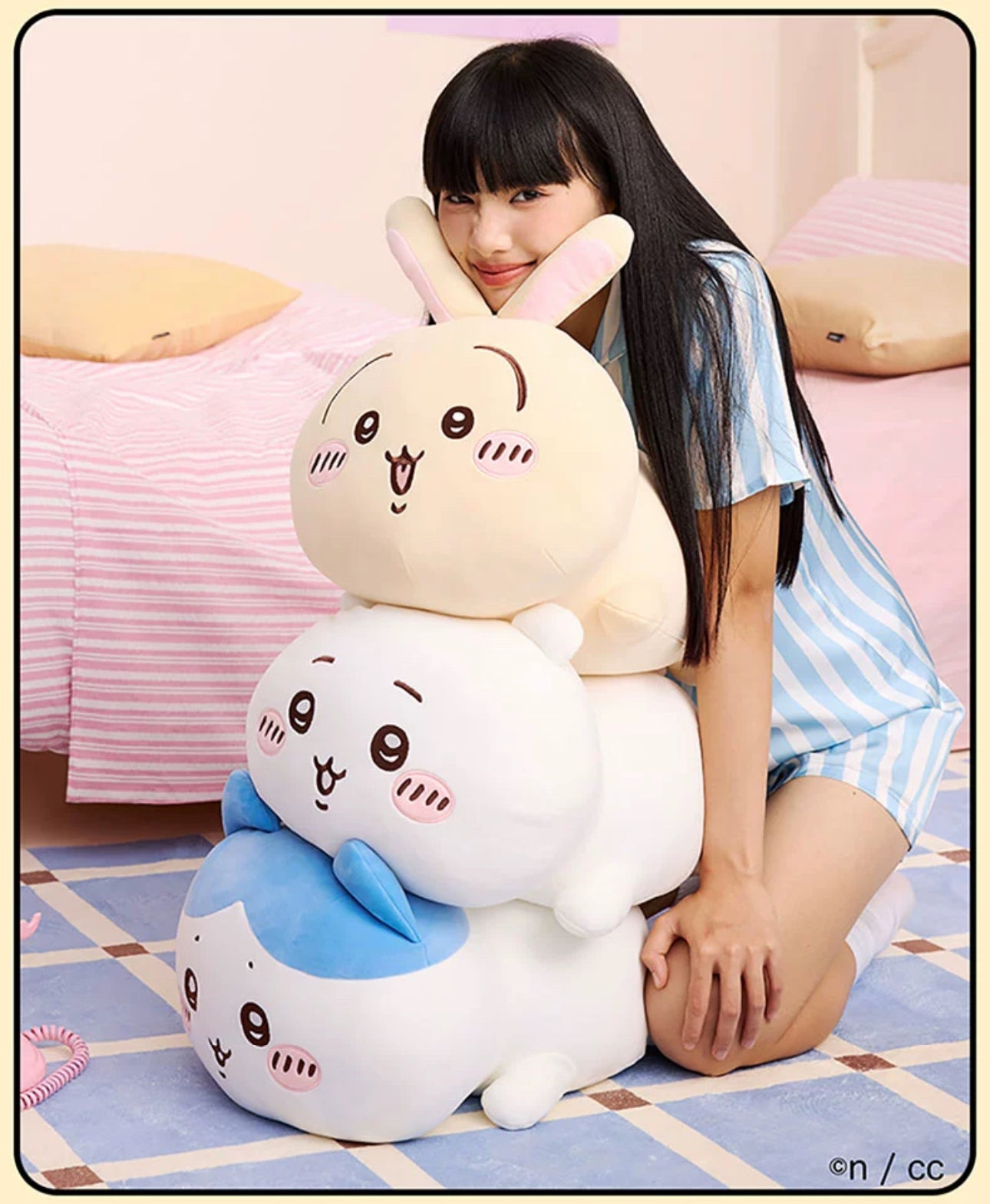 ChiiKawa X Miniso | ChiiKawa Hachiware Usagi Giant Laying Down Doll - Kawaii Doll Plush Cute Doll Decoration