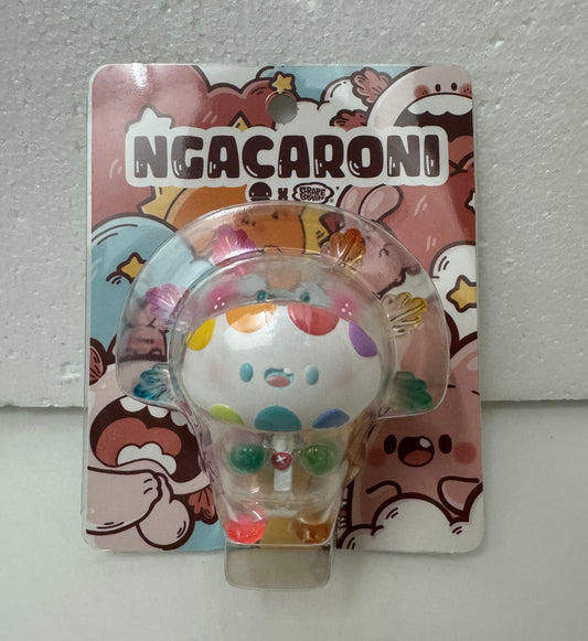 Japan Artist GRAPE BRAIN X Ngaew | Macaroni Ngacaroni Transparent White Version - Sofubi Figure Soft Vinyl Rare