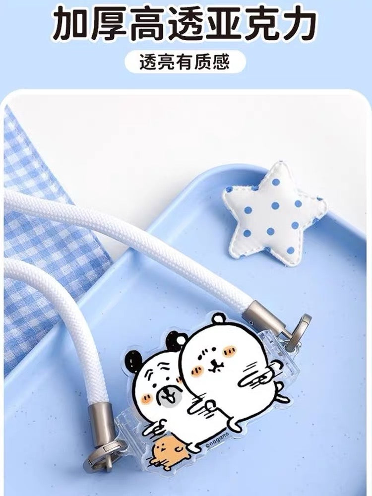 Japanese Cartoon Phone Back Clip with Phone Lanyard | Chiikawa Pink & Mint Green - for All Smart Phones (副本 2)