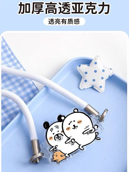 Japanese Cartoon Phone Back Clip with Phone Lanyard | Chiikawa Pink & Mint Green - for All Smart Phones (副本 2)