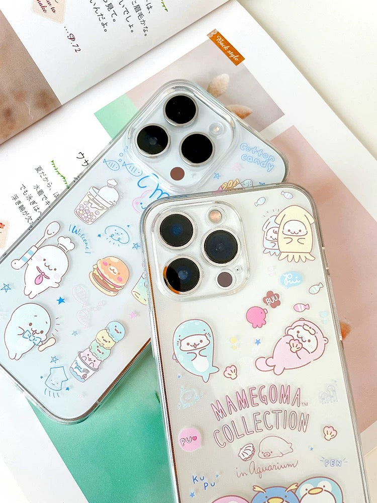 Japanese Cartoon Mamegoma | Cosplay & Hamburger Lovely Seal - iPhone Case 12 13 14 15 Pro Promax