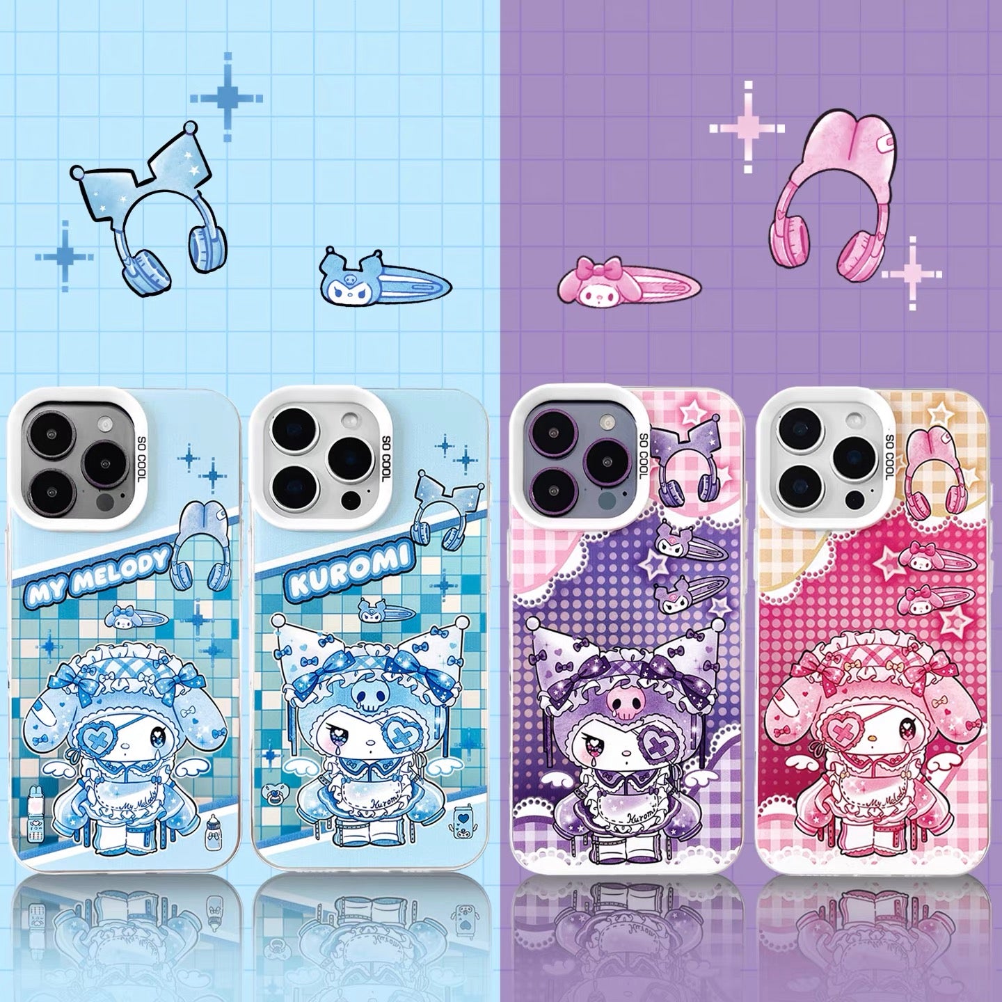 Japanese Cartoon Digital Angel Laser Case | My Melody Kuromi 4 Styles - iPhone Case 11 12 13 14 15 16 16e 17 17e Pro Promax