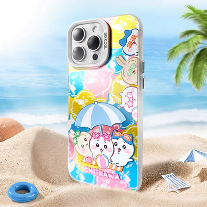 Japanese Cartoon ChiiKawa Summer Beach Time Laser Case | ChiiKawa Hachiware Usagi - iPhone Case 11 12 13 14 15 16 16e 17 17e Pro Promax