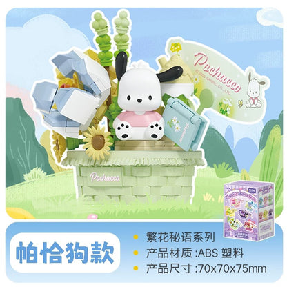 Sanrio Characters Secret Words of Flowers | Hello Kitty My Melody Kuromi Cinnamoroll Pompompurin Pochacco - Building Blocks Toy Collectable Mystery Blind Box