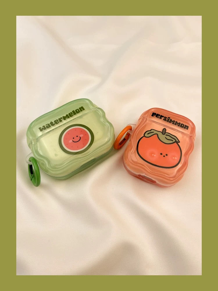 Japanese Cartoon Fun Colourful Fruits Persimmon Pineapple Maize Watermelon - AirPods AirPodsPro AirPods3 Case Green Yellow Orange