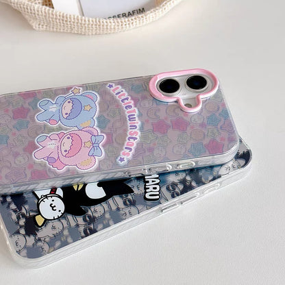 日本のアニメ風スマホケース | レーザー加工 バッドばつ丸 お出かけ＆キキ＆ララ（リトルツインスターズ） - iPhoneケース iPhone SE2 XS XR 11 12 13 14 15 16 17 Pro Pro Max 12mini 13mini対応