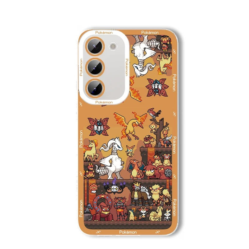 Japan Cartoon Pokemon Pixel Group Verison | Fire Type - Phone Case Samsung Galaxy S25 S24 S23 S22 S21 FE Ultra - KawaiiGiftLand
