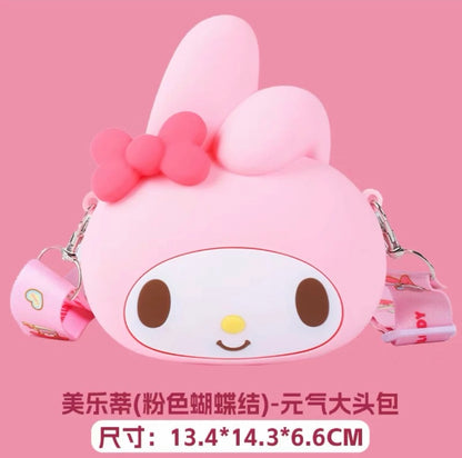 Japan Sanrio Silicone Big Head Shoulder Bag | Hello Kitty My Melody Kuromi Cinnamoroll -  Kawaii Bag Birthday Girlfriend Children Gift