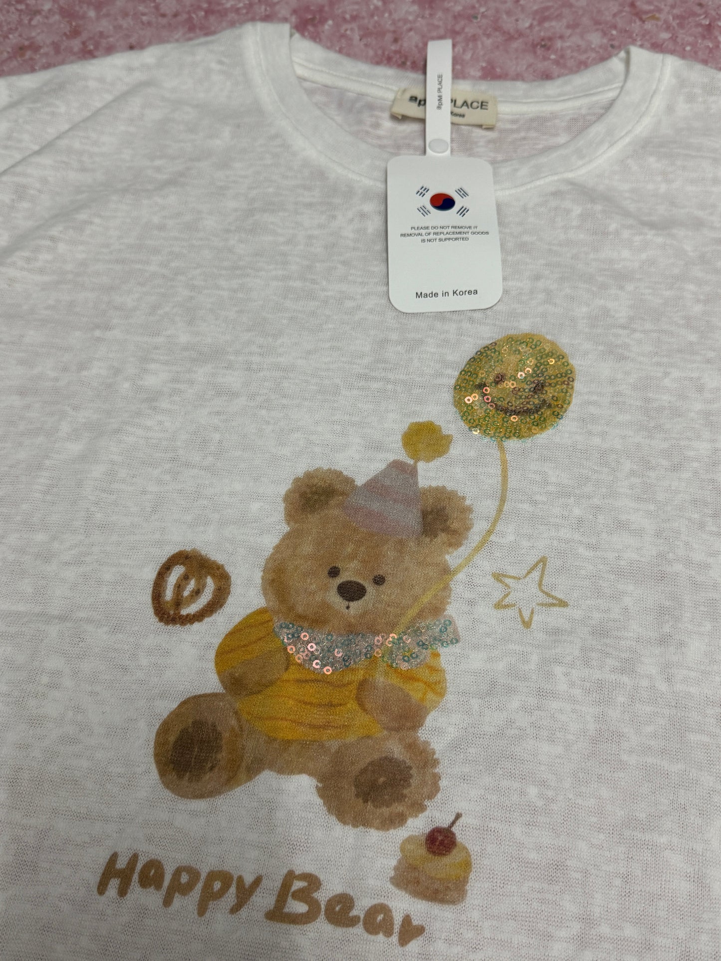 Korean Fashion Cute Animals Style T-Shirt Series | Bling Bling Teddy Bear with Balloon - Kawaii Fashion Items