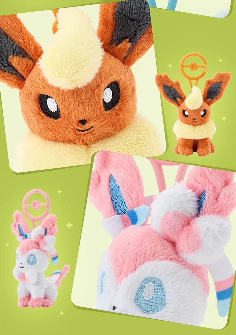 Japan Cartoon Pokemon Center Pokeball Keychain Eevee Evolution Evolve | Eevee Vaporeon Jolteon Flareon Espeon Umbreon Leafeon Glaceon Sylveon - Mascot Mini Plush Doll KawaiiGiftLand