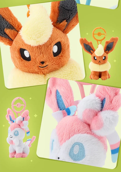 Japan Cartoon Pokemon Center Pokeball Keychain Eevee Evolution Evolve | Eevee Vaporeon Jolteon Flareon Espeon Umbreon Leafeon Glaceon Sylveon - Mascot Mini Plush Doll KawaiiGiftLand