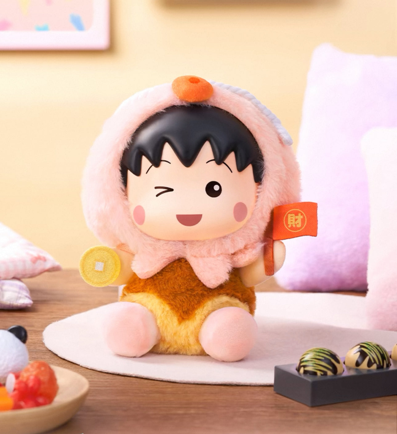 Chibi Maruko Chan Spring Lovely Day Part 1 Series Vinyl Plush Doll | Cherry Crab Cuttlefish Octopus Rabbit - Vinyl Face Plush Doll Figure Keychain Collectable Toys Mystery Blind Box KawaiiGiftLand