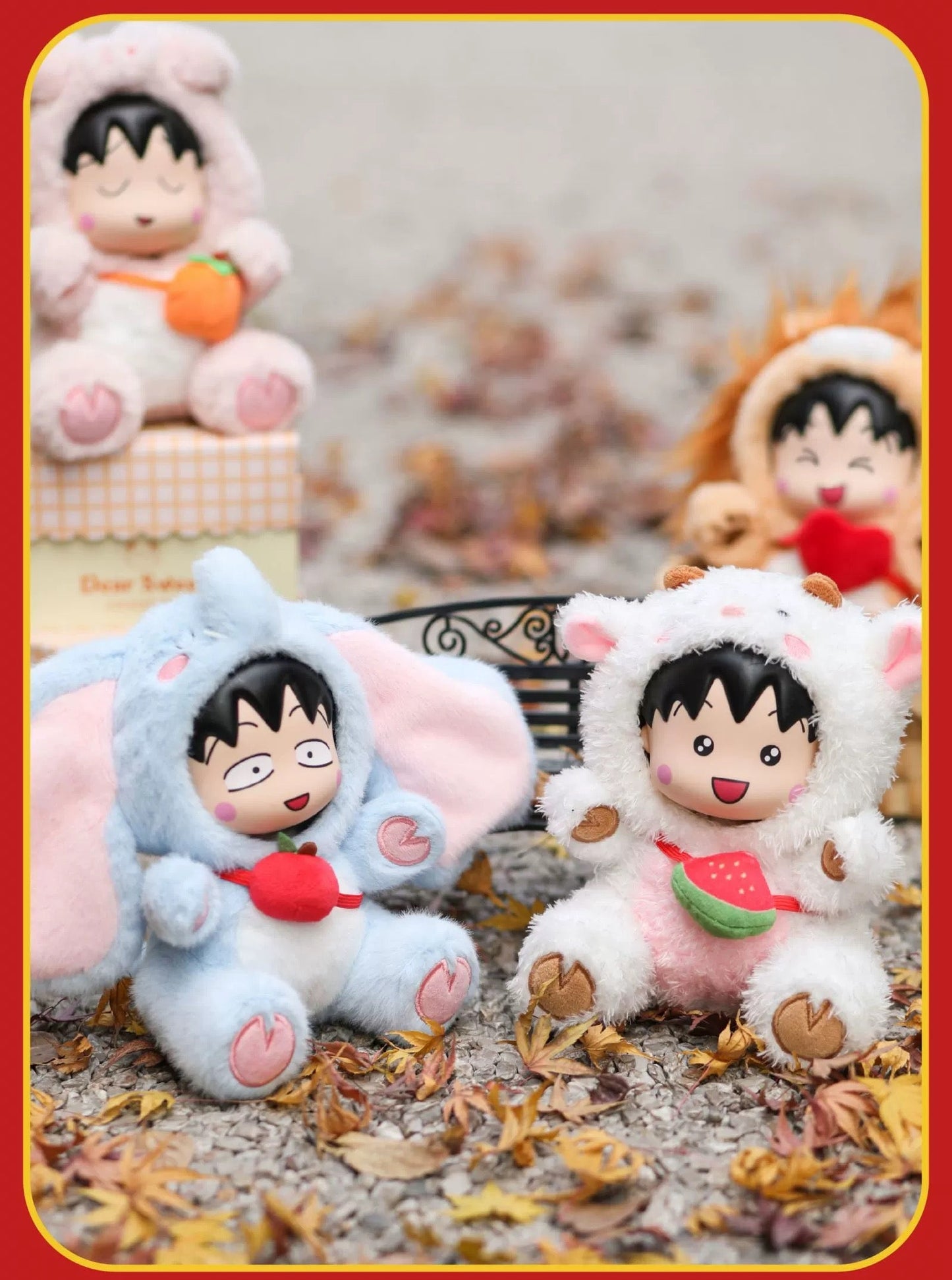 Chibi Maruko Chan Fluffy Animal Part 2 Series Vinyl Plush Doll | Bear Pig Lion Sheep Fox Elephant Dinosaur Lion Dance - Vinyl Face Plush Doll Figure Keychain Collectable Toys Mystery Blind Box KawaiiGiftLand
